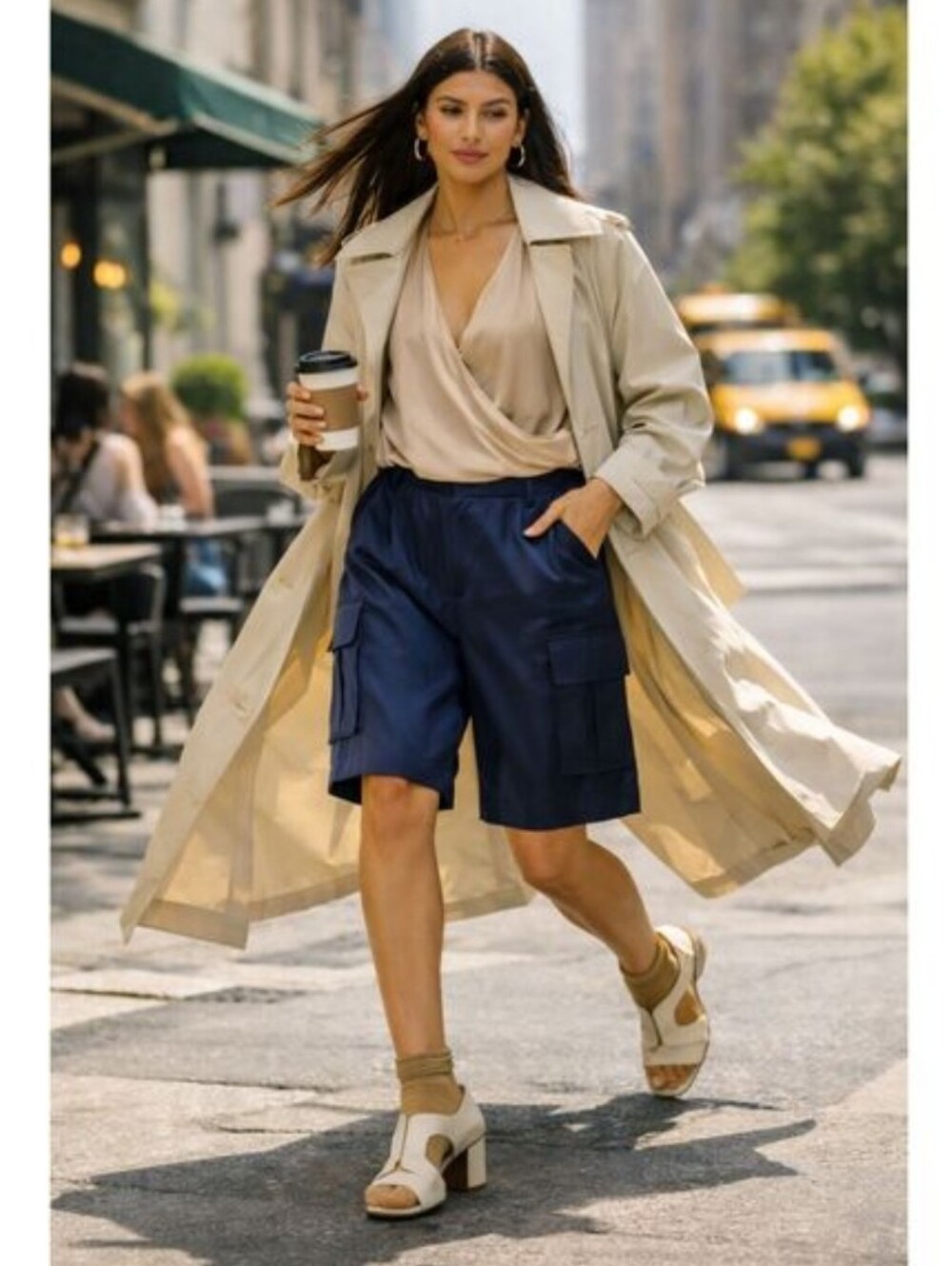 Anthropologie Hutch NWT Navy Satin Pleated Utility Cargo Shorts